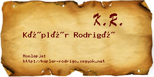 Káplár Rodrigó névjegykártya